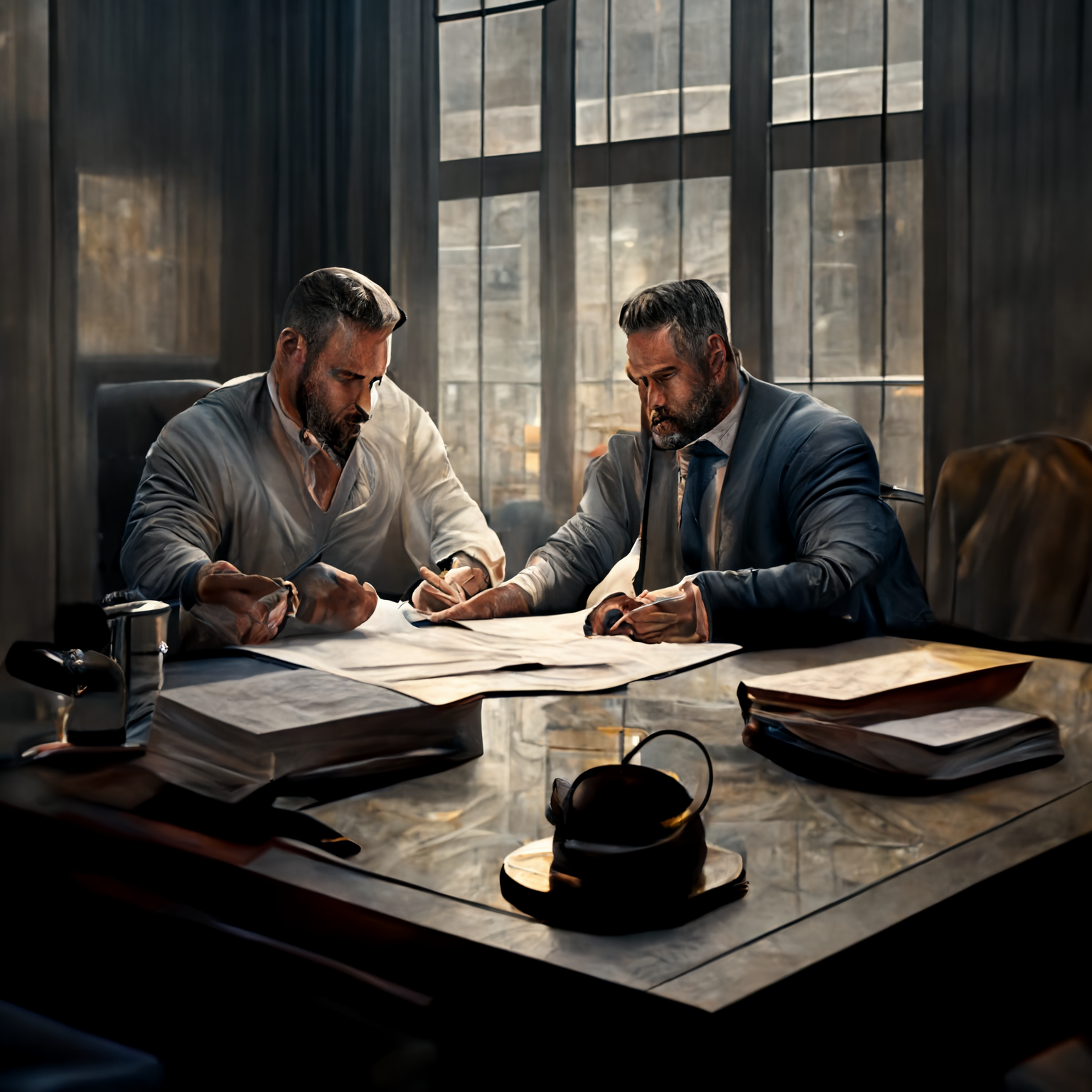  - Oliviervivi create a picture of two people negotiating a lease